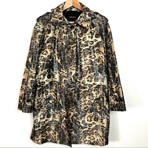 Carlisle Hooded Raincoat Cheetah/Leopard Button Down Front/Pockets Sz US 8